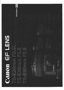 Canon TSE 90mm F2.8 manual. Camera Instructions.
